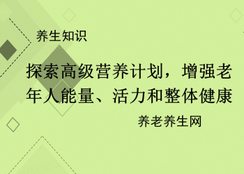 探索高级营养计划，增强老年人能量、活力和整体健康